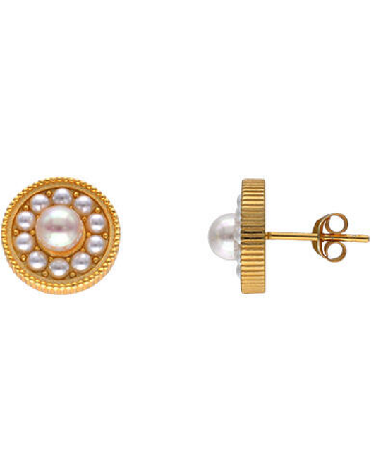 17732.01.1.E00.906.1 Earings in Golden Silver Pearl and Spike Closure