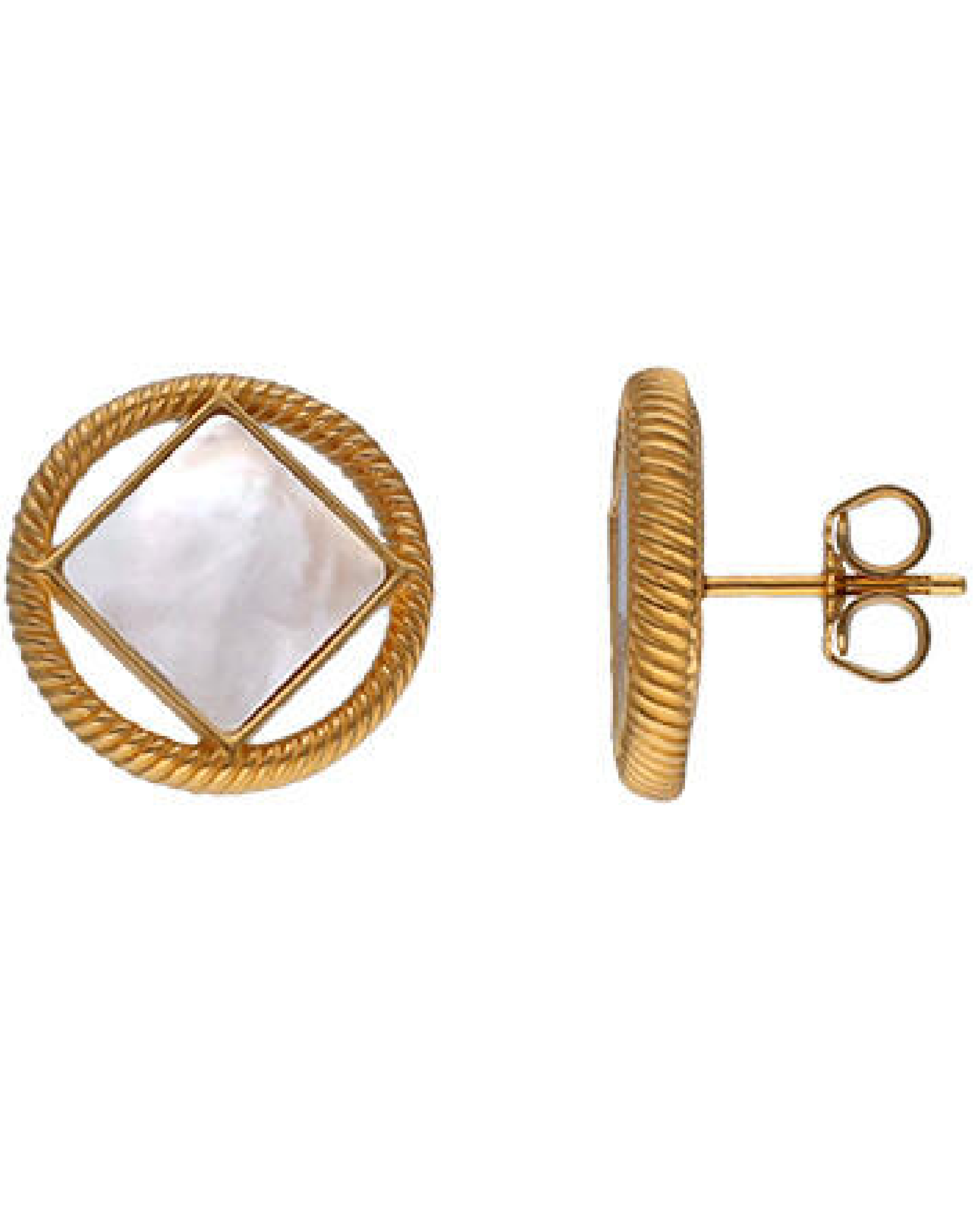 17786.00.1.E00.906.1 Pincho Earings in Golden Silver with Nacre