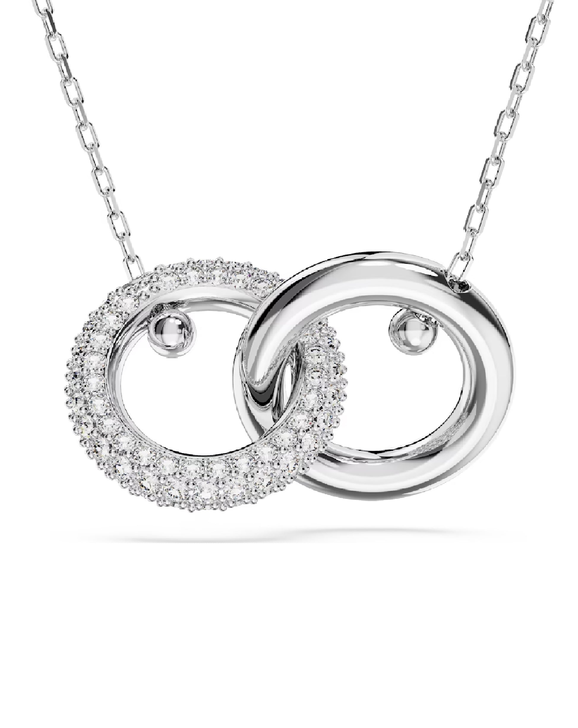Swarovski Swarovski Dextera Interlocking Loop White Tone Rhodium Plated Necklaces