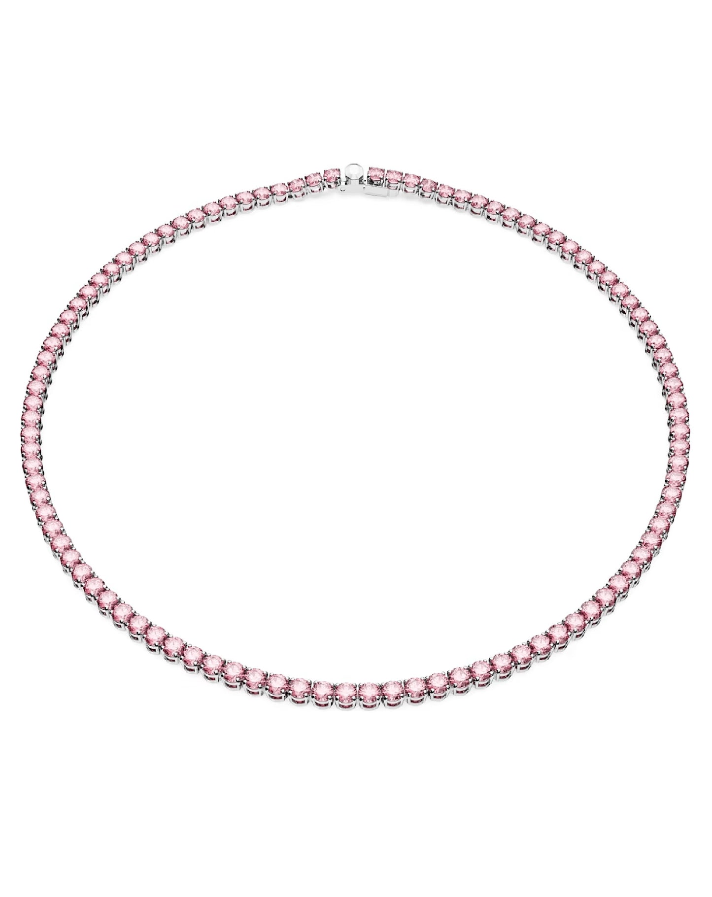 5681800 Swarovski Matrix TENNIS Necklace,PINK, Rhodium PLATED