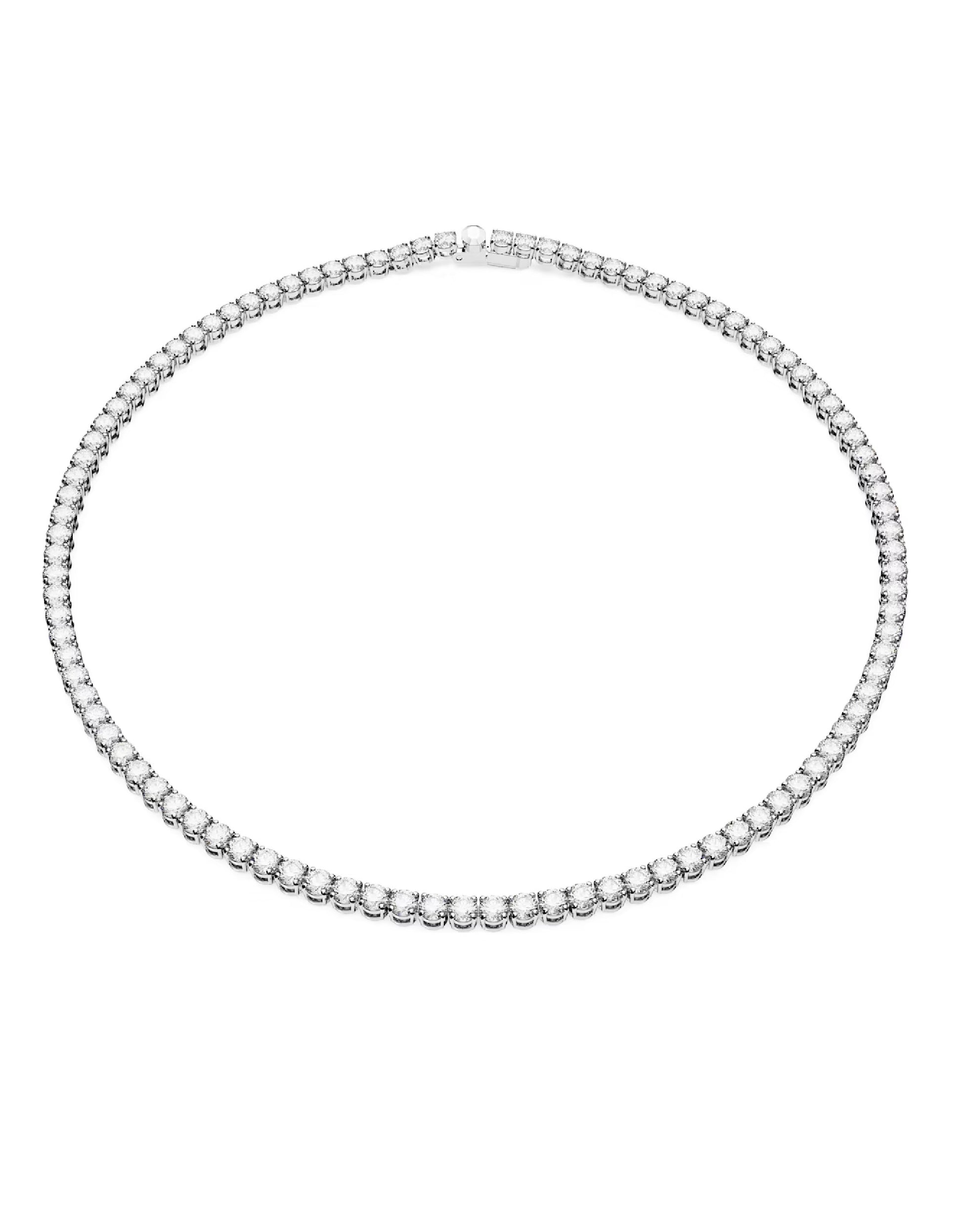 Swarovski 5681801 Swarovski Matrix TENNIS Necklace, L size Rhodium PLATED Necklaces