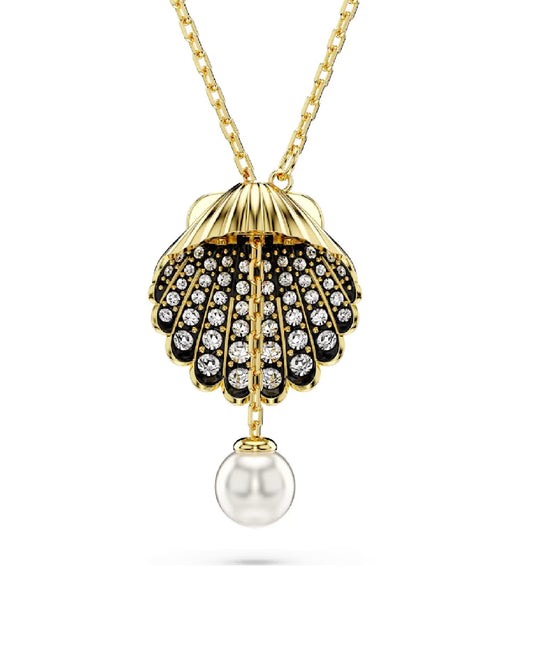 Swarovski 5683968 Swarovski Idyllia Y Pendant, Crystal Pearl, Shell, Gold Tone Pendant Necklaces