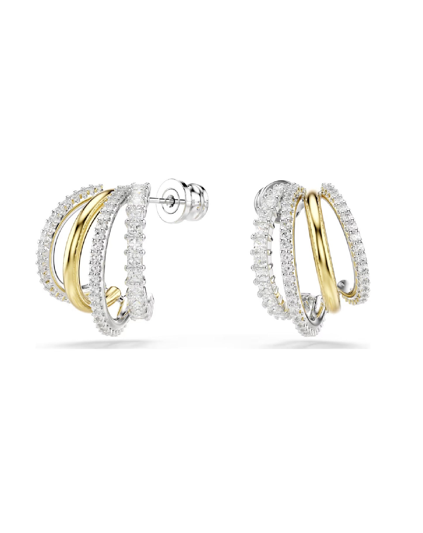 5689718 Swarovski Yellow / White Tone Hyperbola Hoop Earrings