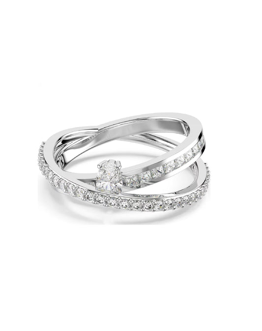 5691232 Swarovski  White Tone Hyperbola Ring