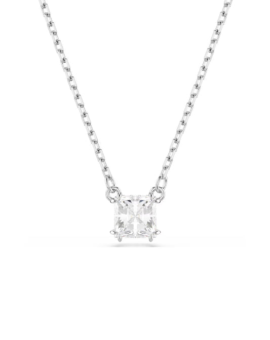 The timeless elegance of the iconic Stilla family shines through in this beautiful pendant. The rhodium plated design features a square-cut Swarovski Zirconia in a refined double prong setting, while the elongated chain is completed with a lobster closure. This multifaceted piece would make a mesmerizing gift for someone special.