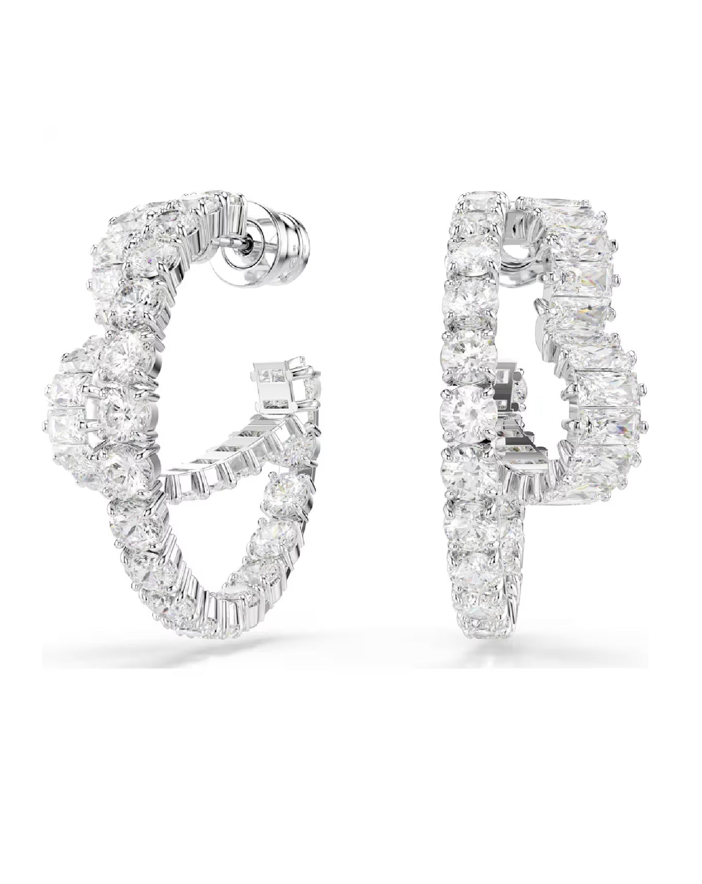 5705748 Swarovski MATRIX Hoop Earrings, White Rhodium Plated