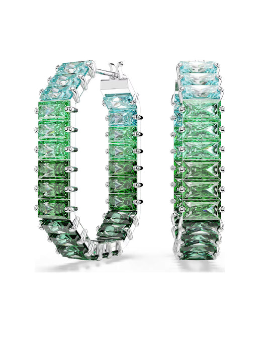 5705787 Swarovski MATRIX Hoop Earrings, White Rhodium Plated