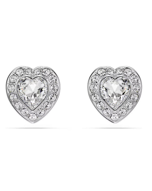 5720859 Swarovski HEART Swan Earrings Silver Tone