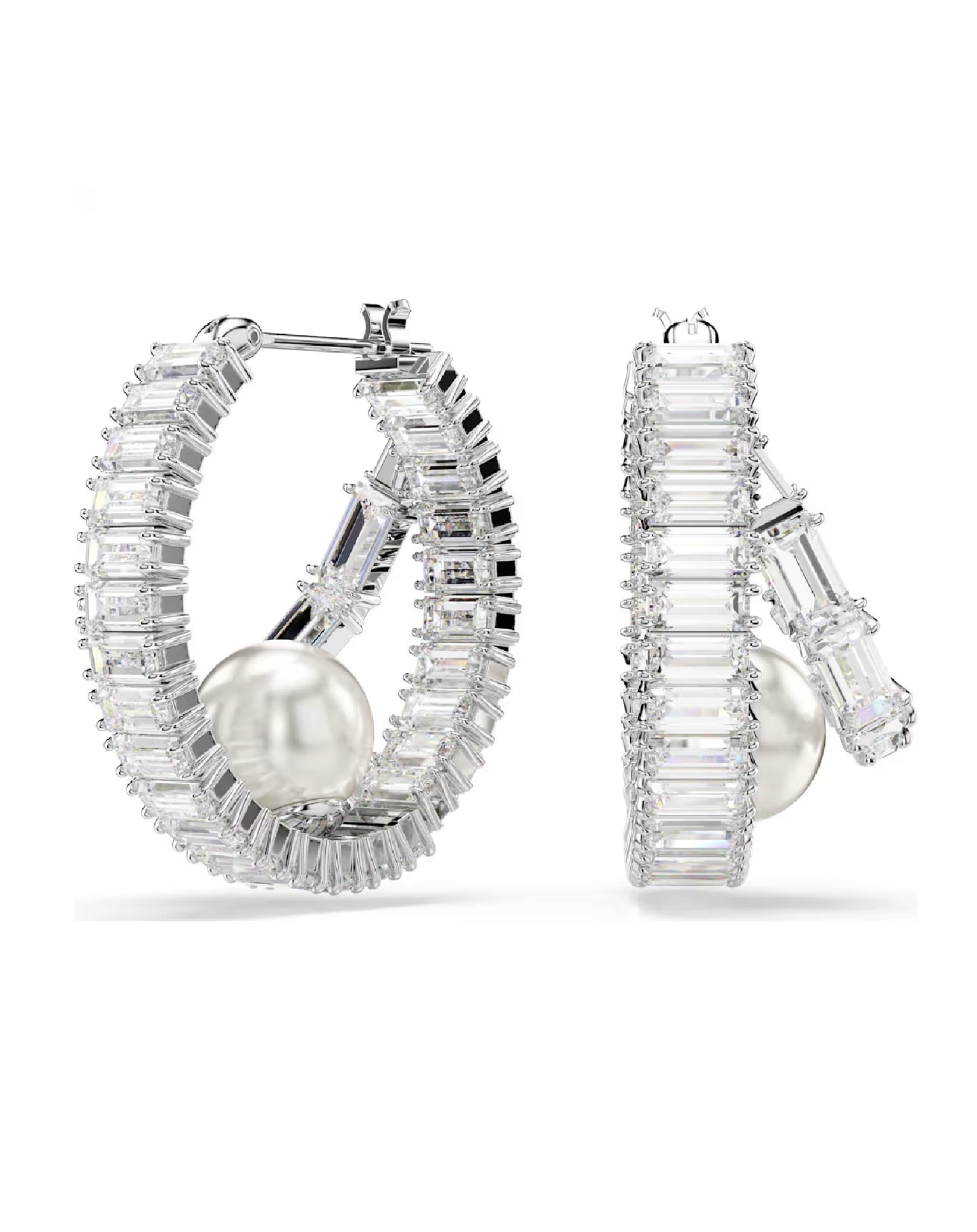 5720868  Swarovski CAPSULE White Tone Rhodium Plated Hoop Earring