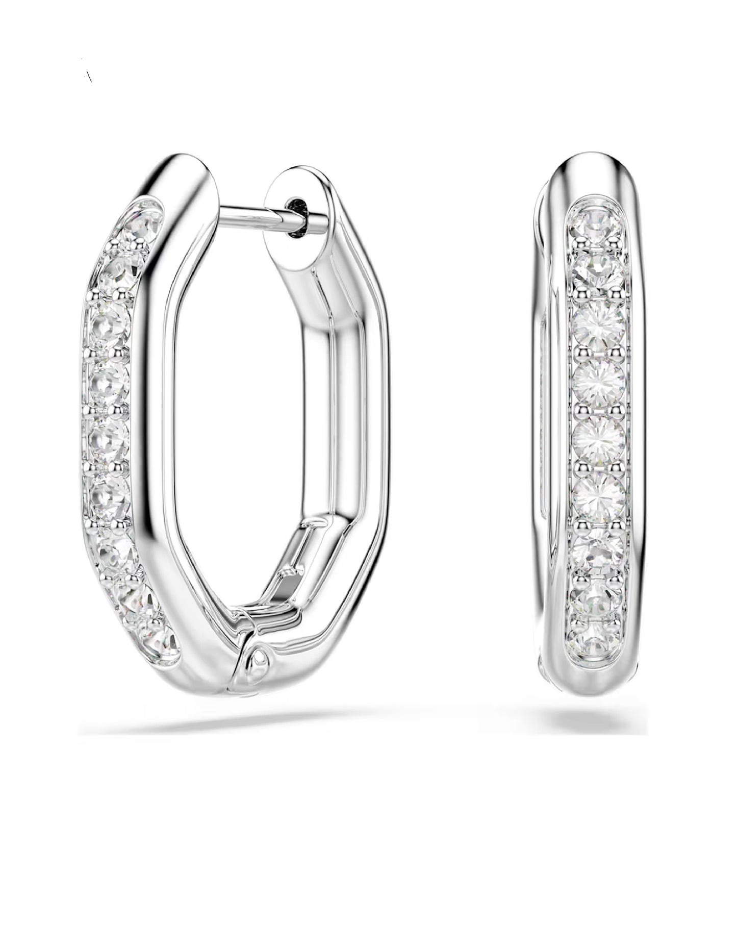 5724585 Swarovski Dextera Octagon Hoop, White Tone