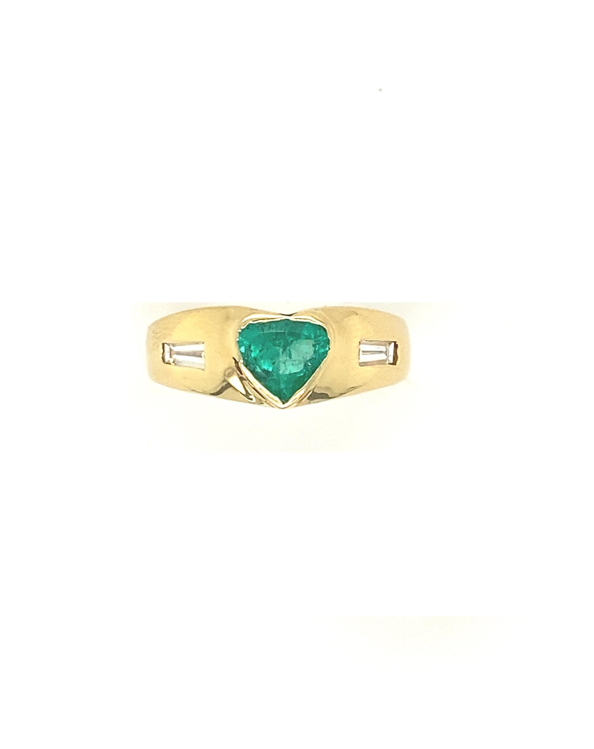 Diamonds Heart Cut Emerald Diamond Ring. 0.55 CT + 0.27 CT Rings