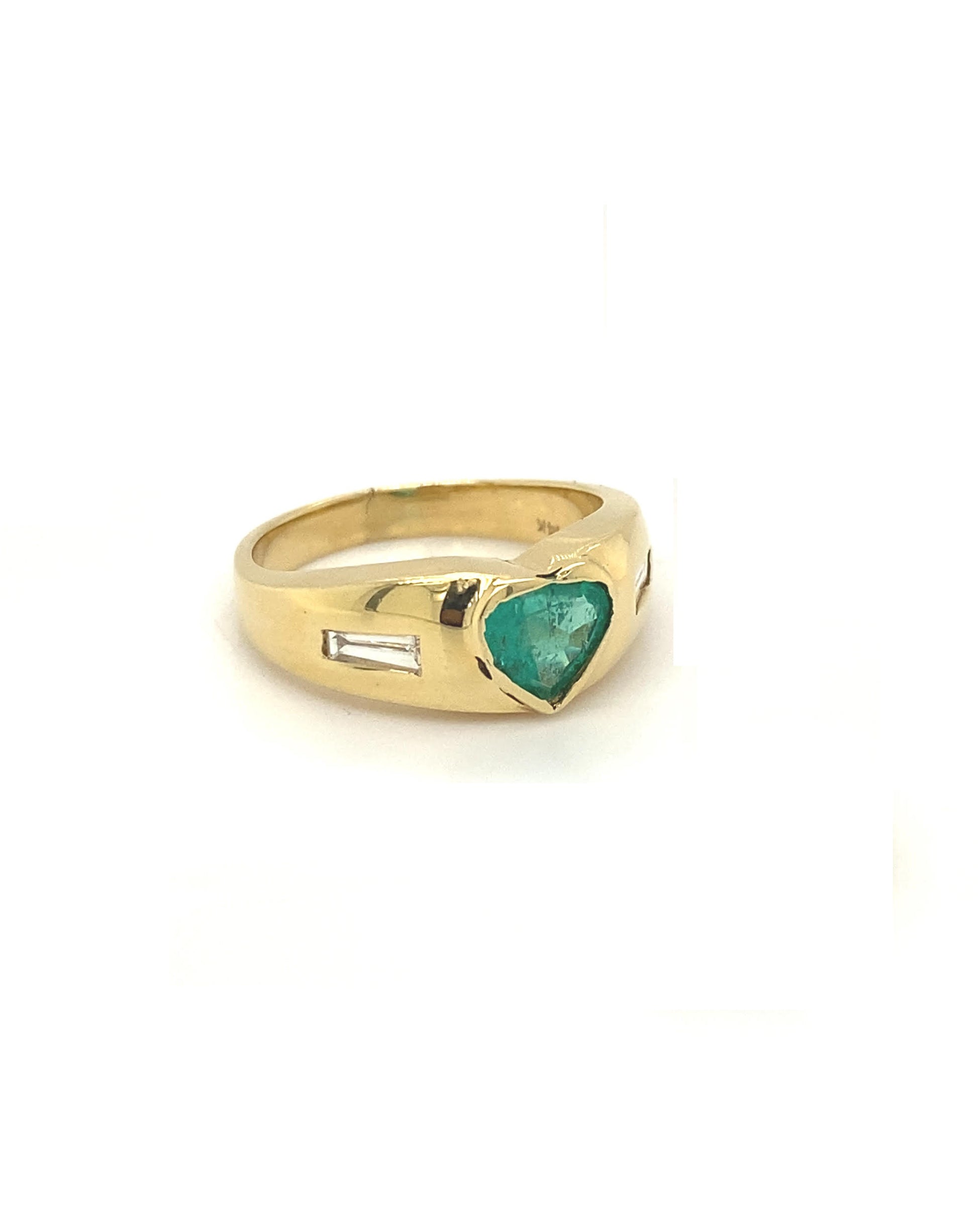 Diamonds Heart Cut Emerald Diamond Ring. 0.55 CT + 0.27 CT Rings