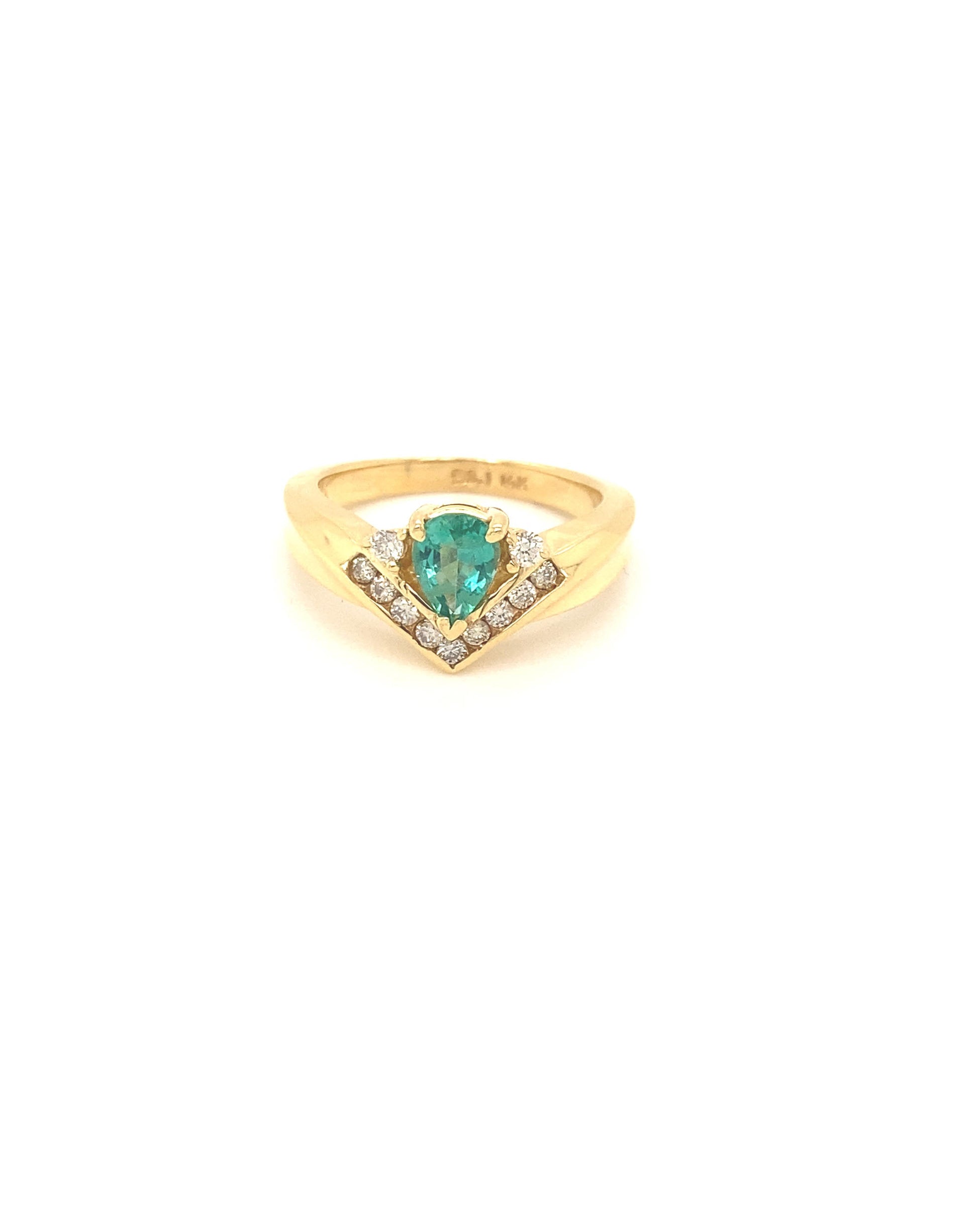 Diamonds Oval Cut Emerald Triangle Diamond Ring, 0.66CT + 0.25 CT Rings