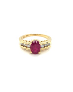 Diamonds Yellow Gold Solitaire Ruby Diamond Ring 1.33 CT+0.31 CT Rings