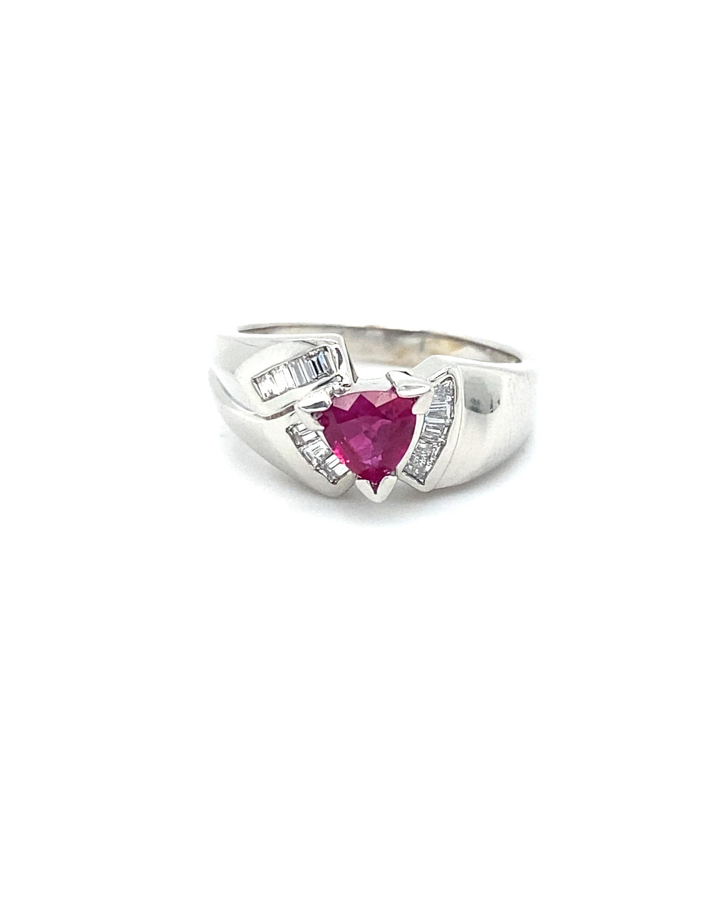 Diamonds Trilliant Ruby Diamond Ring, 0.63 CT , 0.28 CT Rings