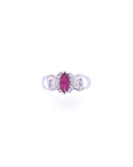 Diamonds Marquise Ruby Diamond Ring 0.56 CT , 0.28 CT Rings
