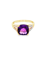 Round Cut Amethyst Diamond Ring