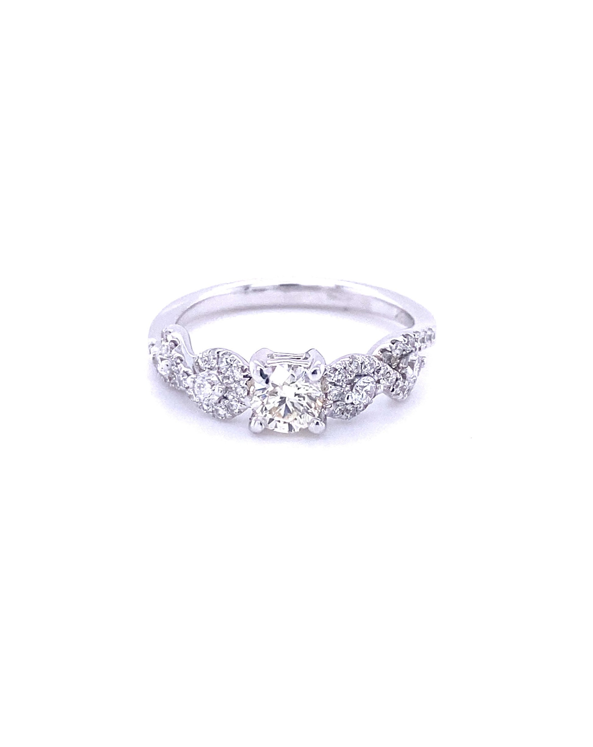 Diamonds White Gold Solitaire Diamond Ring, 0.38+0.39 = 0.77 CT Rings