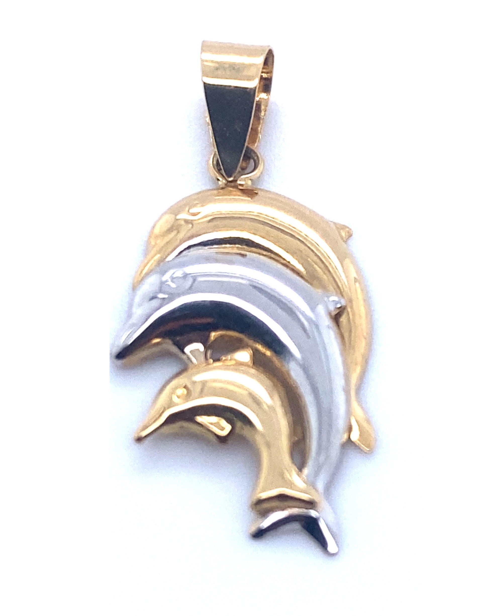 Gold Dolphin Two - Tone Pendant 18 Kt Gold Pendants
