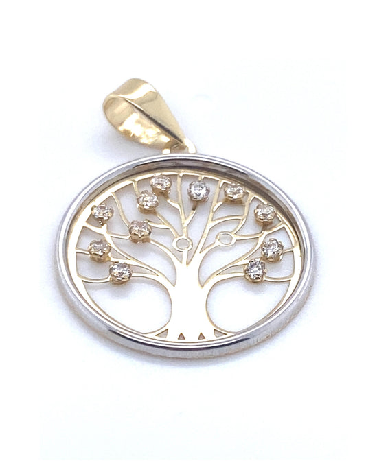 GOLD Life Tree Pendant With White Sapphires Pendants