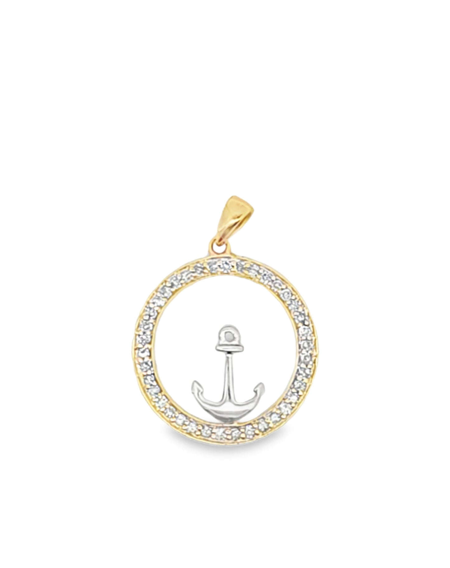 10 Kt Yellow Gold Anchor Diamond Pendant