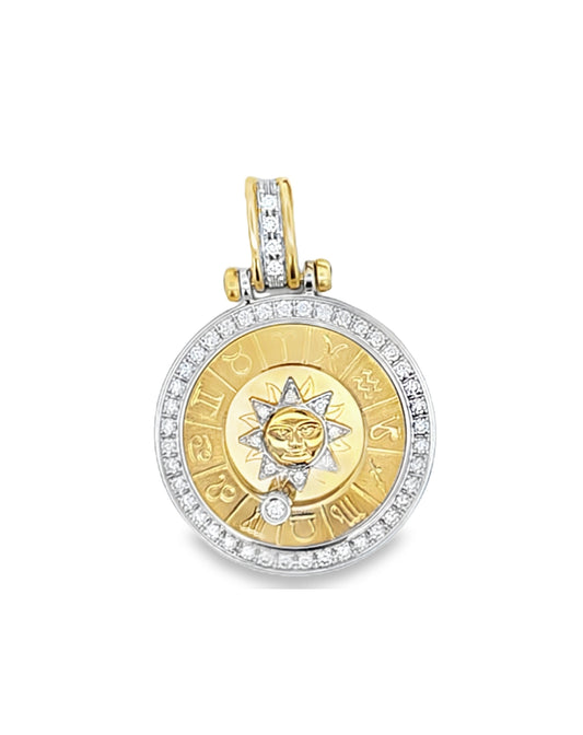 18 Kt Yellow Gold Horoscope Diamond Pendant