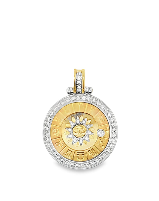 18 Kt Yellow Gold Horoscope Diamond Pendant