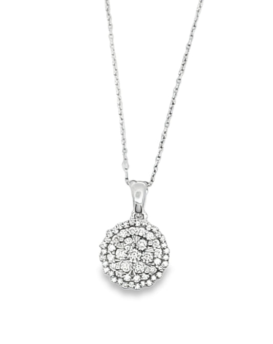 18 Kt White Gold Cluster Diamond Pendant