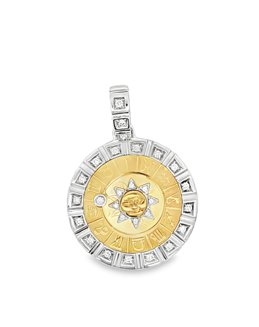 18 Kt Yellow Gold Horoscope Diamond Pendant