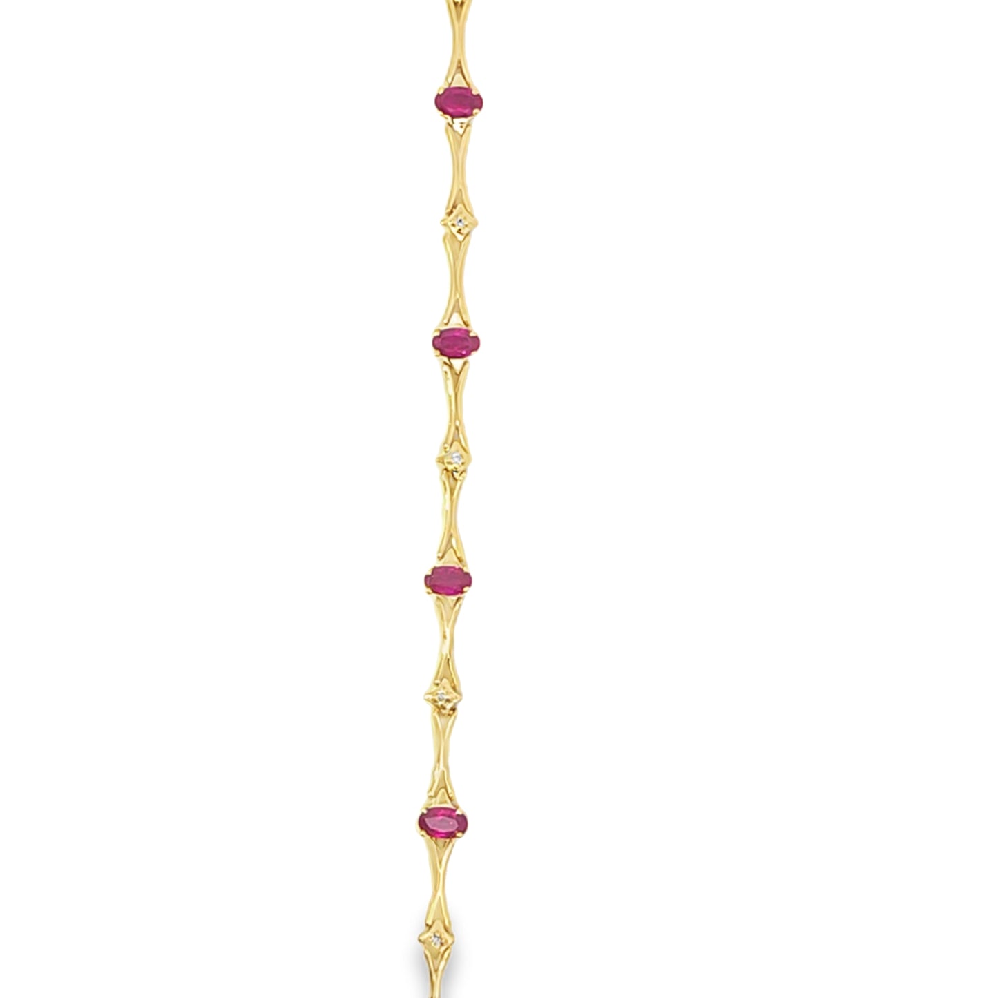 14 Kt Yellow Gold Ruby Diamond Bracelet