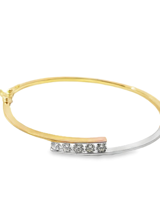 14 Kt White/Yellow Gold Diamond Bangle, 0.97 CT