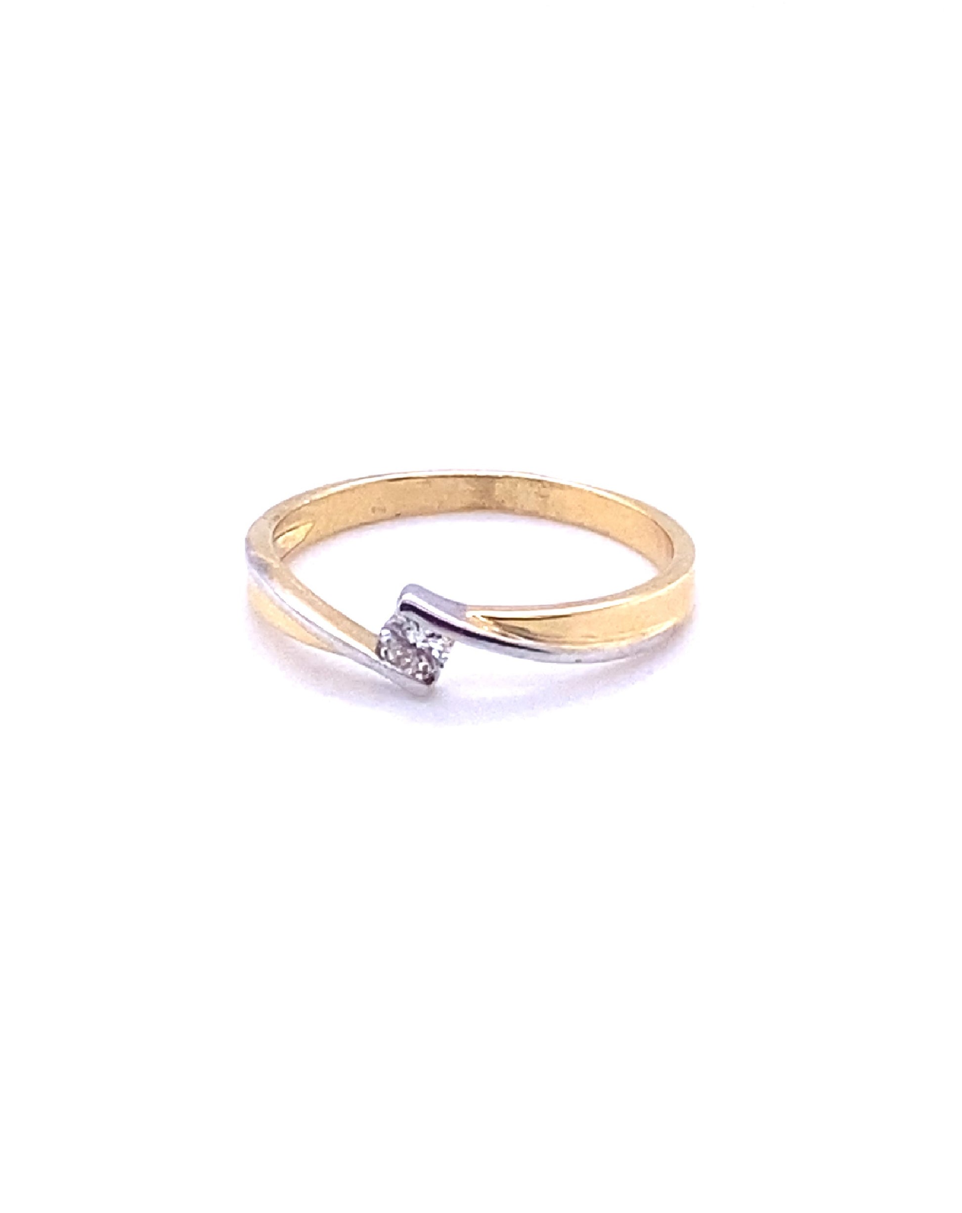 Diamonds Yellow Gold Criss Cross small Diamond Engagement Ring, 0.11 CT Rings