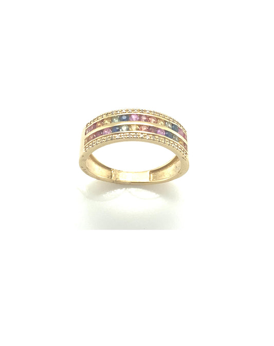 Diamonds Multicolour Stones with Diamond Ring.0.13 CT Rings