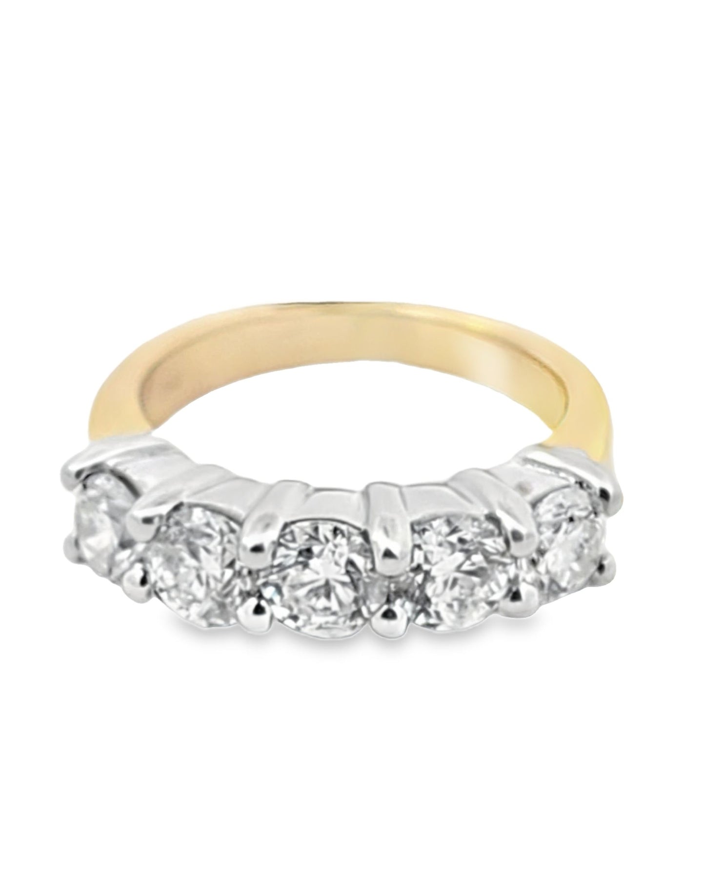 14 Kt Two Tone Gold Engagement 5 Diamond Ring