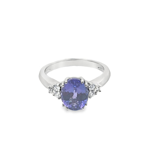 Oval Tanzanite Semi-Precious Majestic Diamond Ring