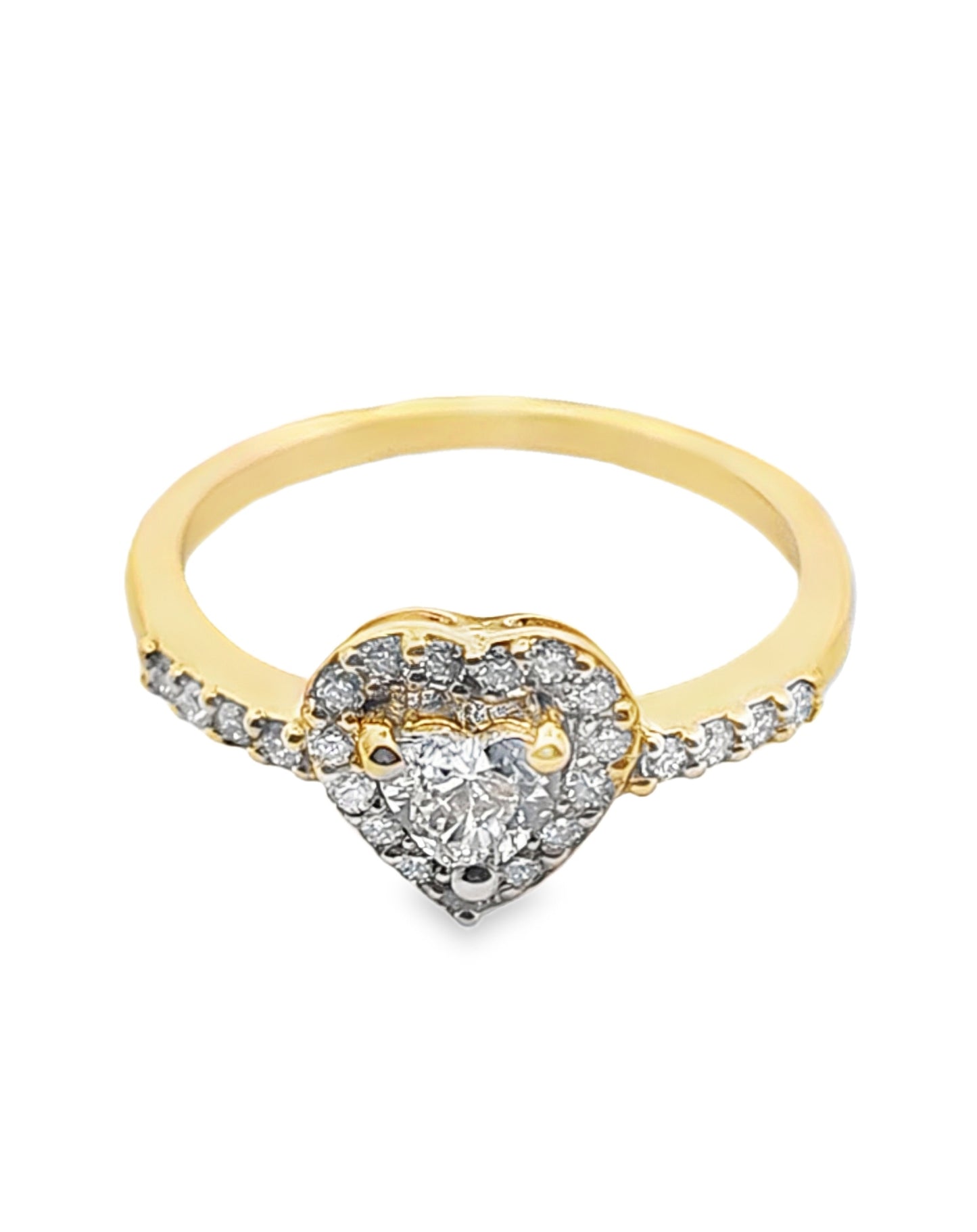 Diamonds Ring Heart Shape  0.30 Ct .18 Ct 18 KT Gold