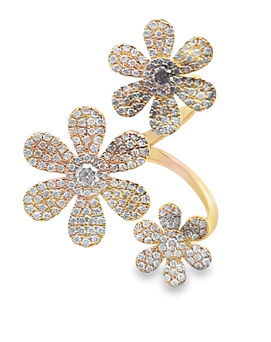 Diamonds Ring FLOWER  0.98 CT 14kt
