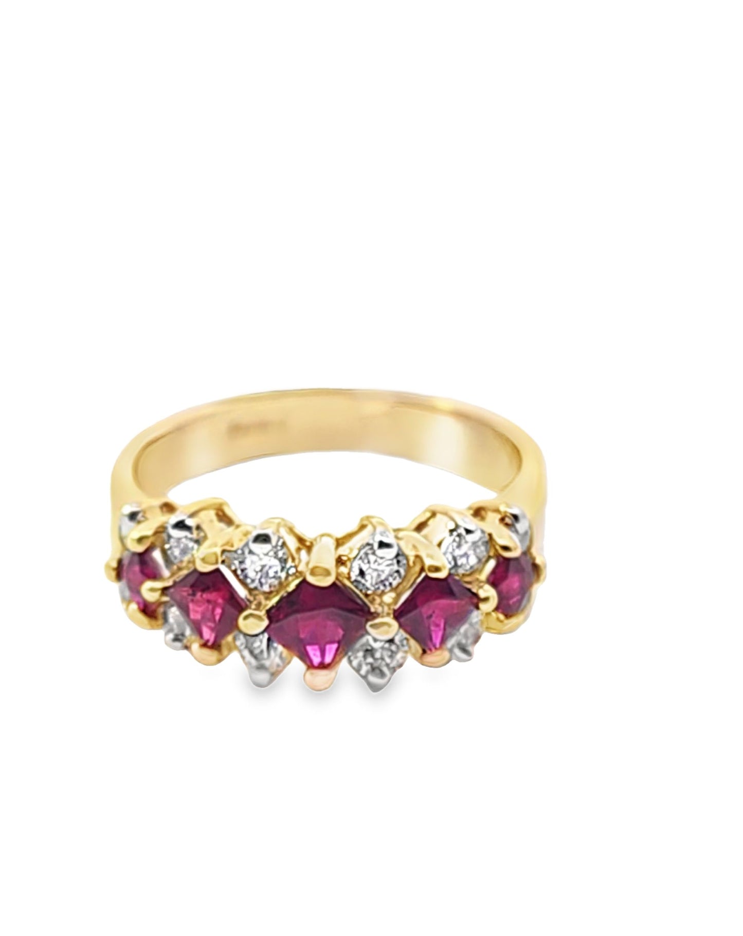 Round Cut Ruby Diamond Ring 1.33 CT , 0.56 CT