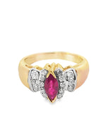 Marquise Ruby Diamond Ring 0.56 CT , 0.28 CT