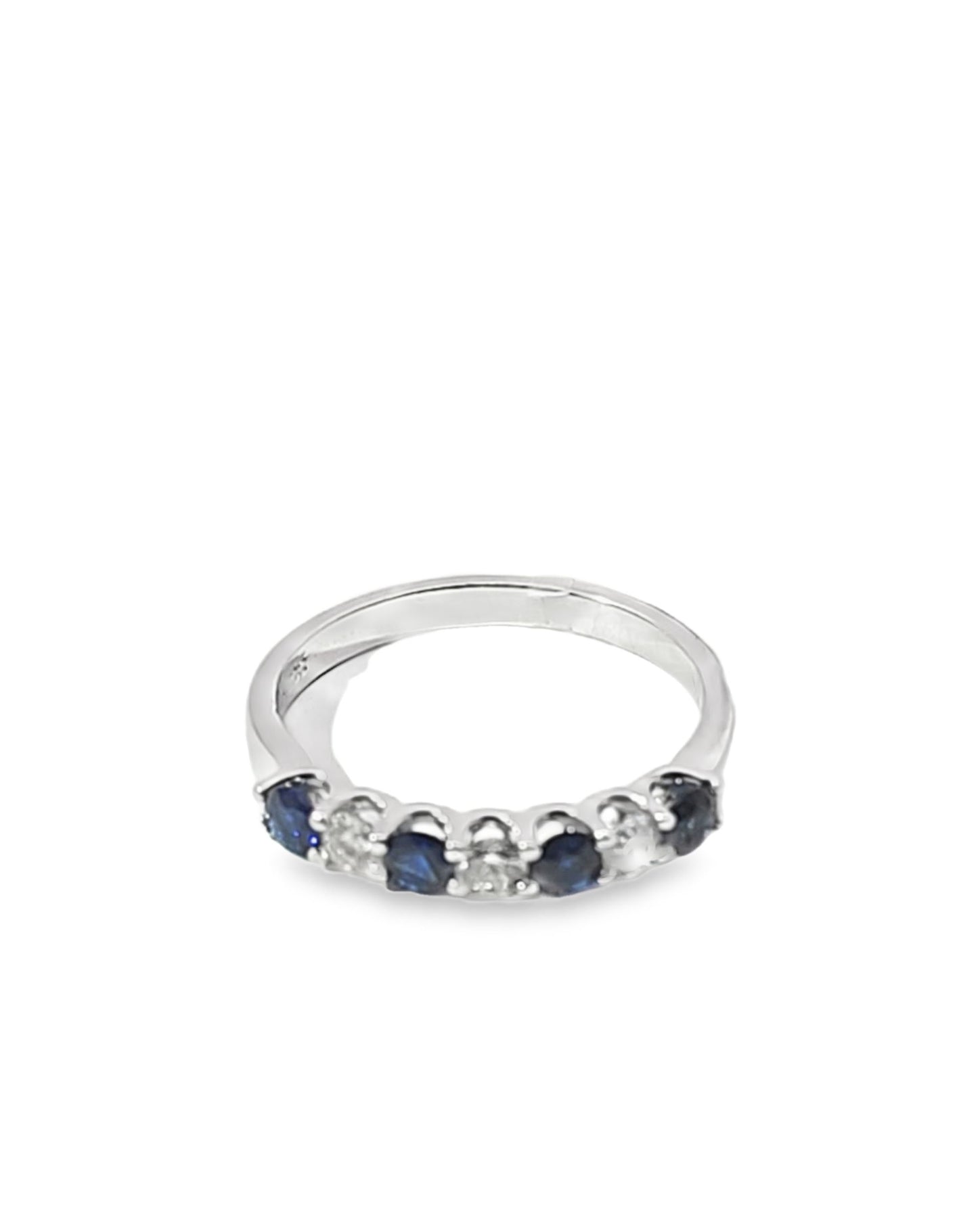 Blue Sapphire Diamond Band, 0.50 CT+0.21 CT