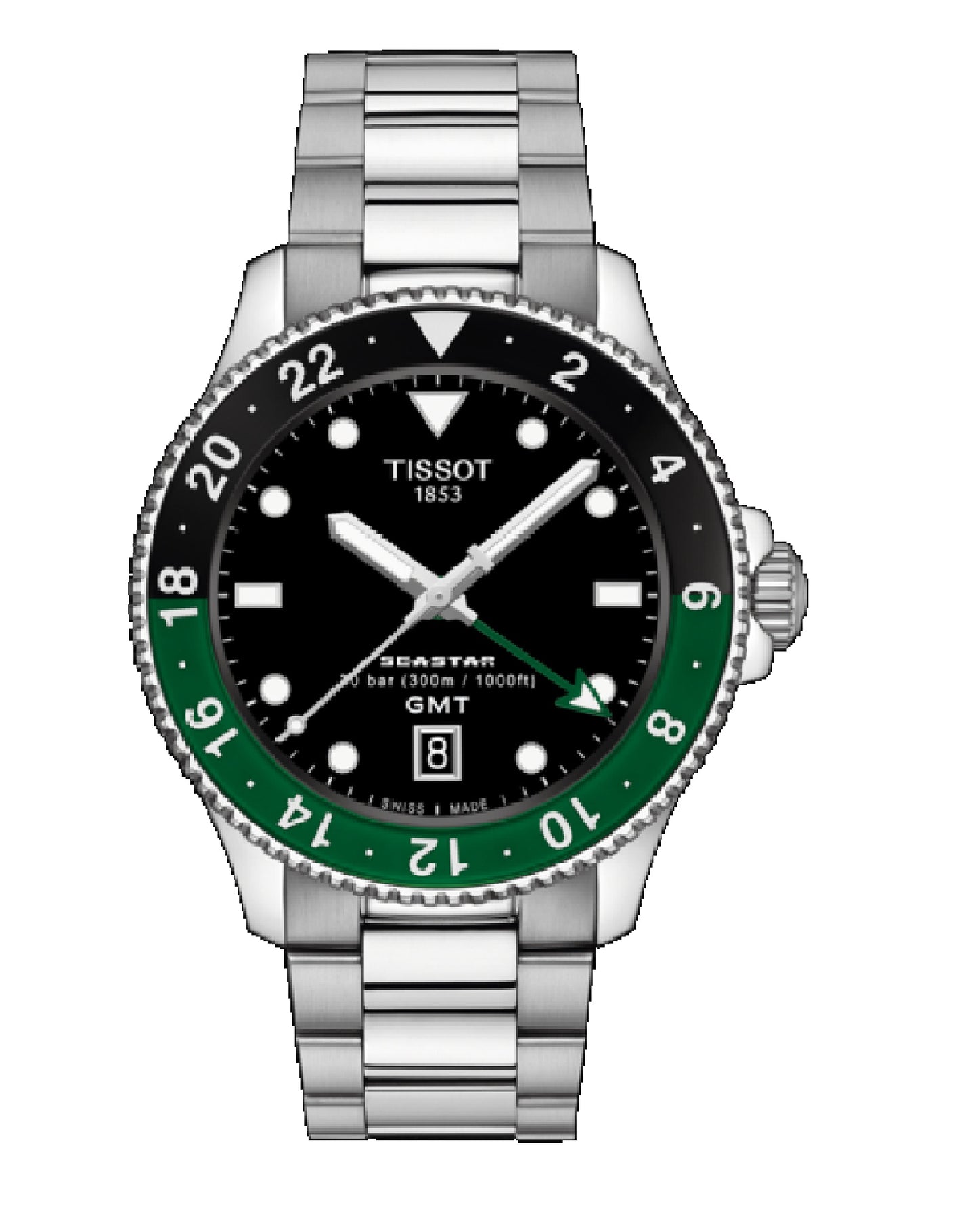 T120.852.11.051.00 Tissot Sea Star 1000 Quartz Black Dial GMT