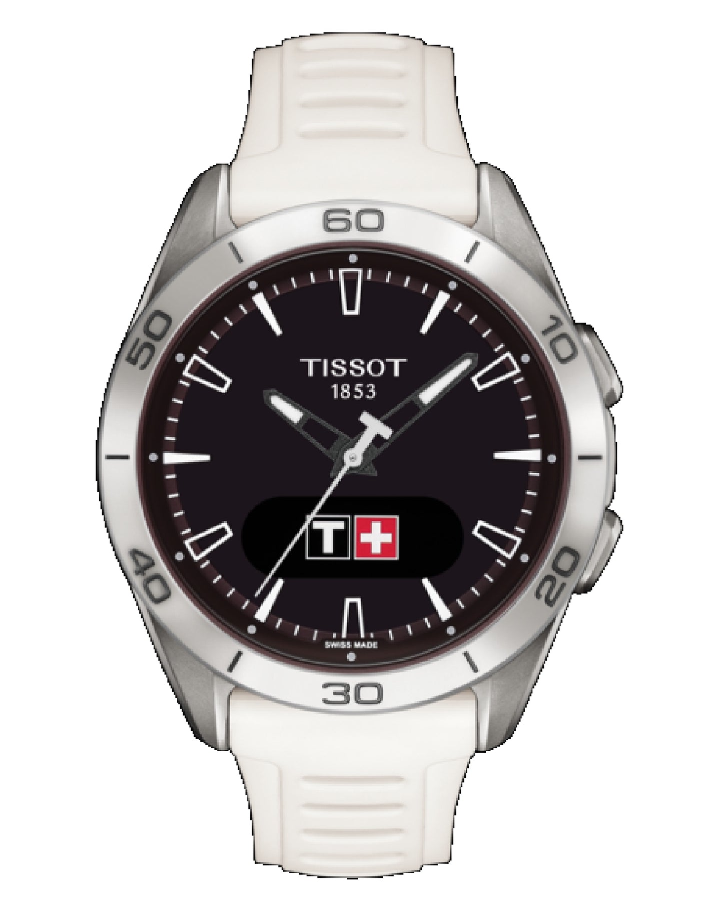 Tissot T153.420.47.051.03 Tissot T-Touch Connect Solar Black Indexes White Strap Watch