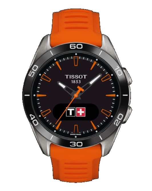 Tissot T153.420.47.051.02 Tissot T-Touch Connect Solar Black Indexes Orange Strap Watch