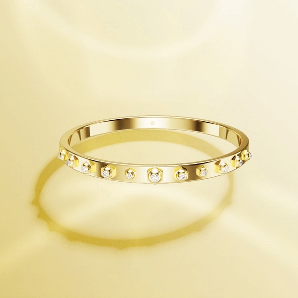 5686948 Swarovski Numina Bangle, Yellow Gold Tone Bracelet, White, ā Diamonds N Diamonds