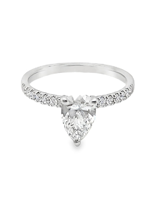 Diamond Ring Lab Grown, 1.22 Ct, PearCut