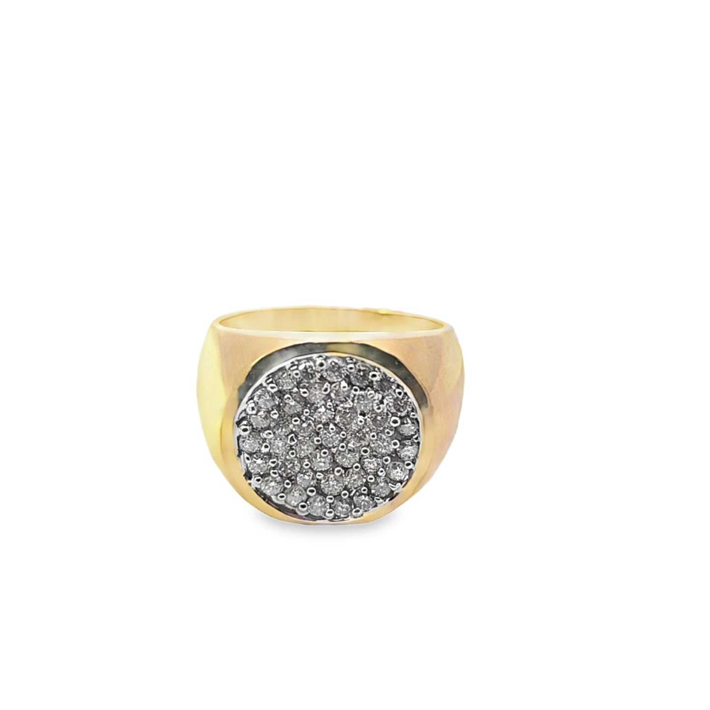 Anillo de oro amarillo de 14 kt para hombre con diamantes