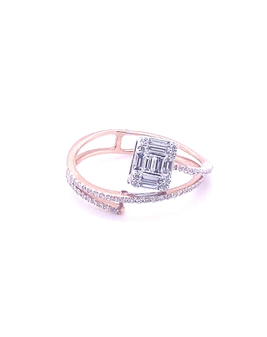 Diamonds Rose Gold Baguette Diamond Ring, 0.41 CT Rings