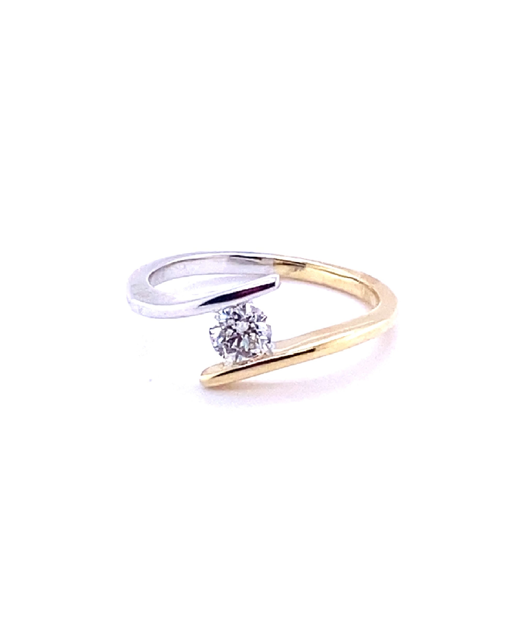 Diamonds White/Yellow Gold 2 Tone Criss Cross Diamond Engagement Ring, 0.45 CT Rings