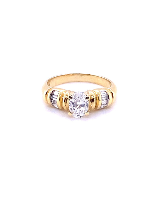 Diamonds Yellow Gold Solitaire Diamond Ring, 1 CT + 0.10 CT Rings