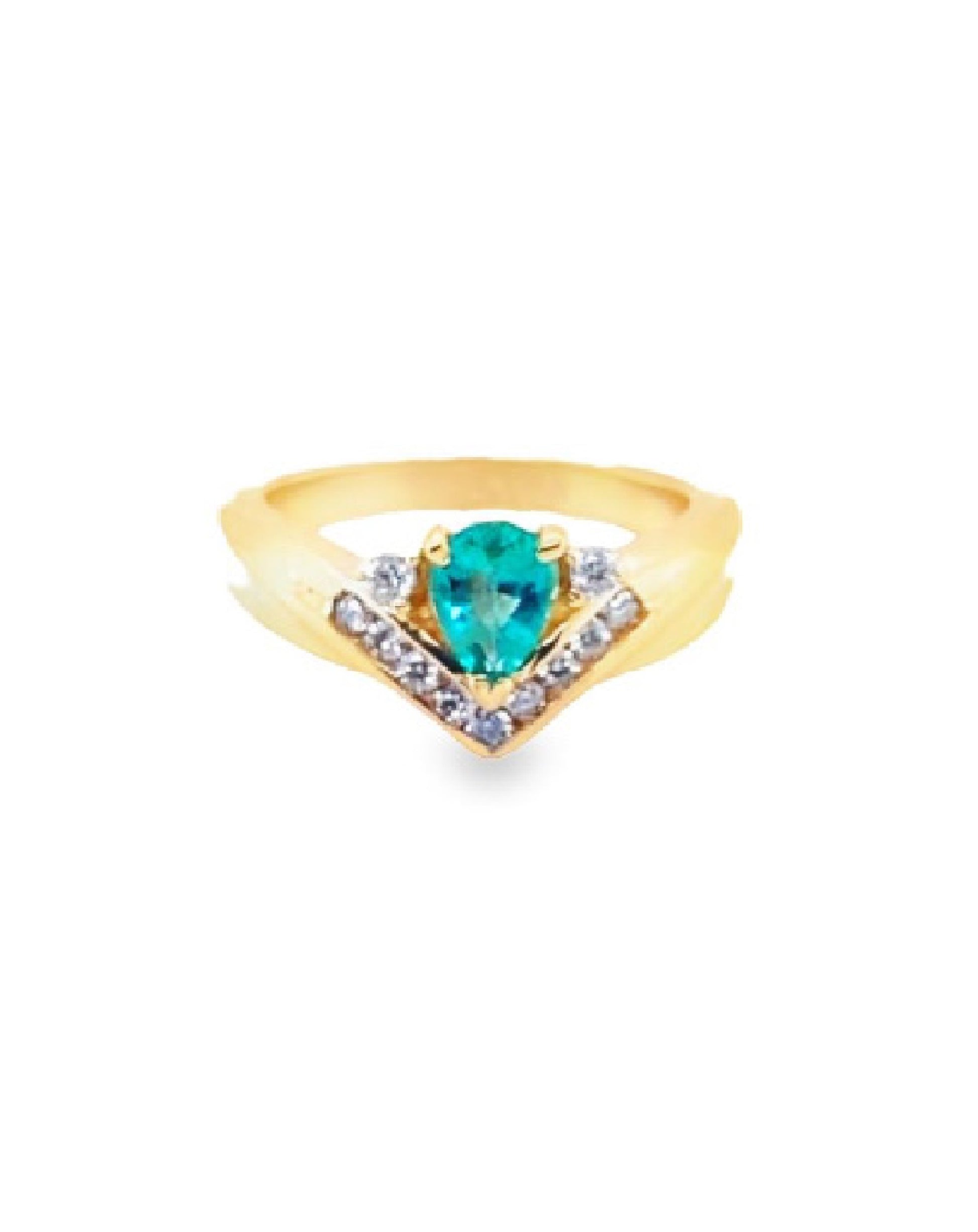 Diamonds Oval Cut Emerald Triangle Diamond Ring, 0.66CT + 0.25 CT Rings